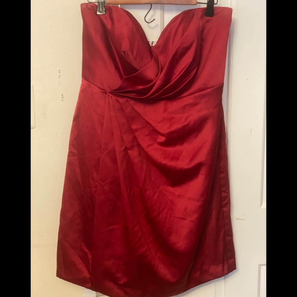 David’s bridal Red satin bridesmaid dress. Sz 16